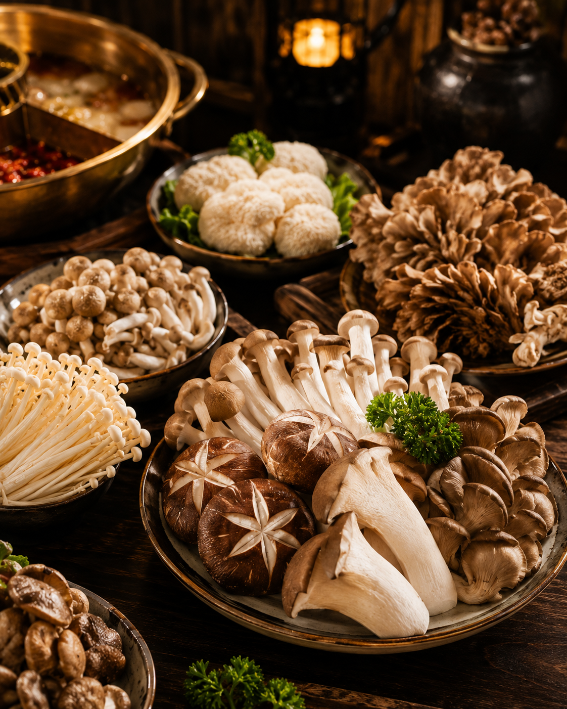 Mushrooms and hotpot vegetables