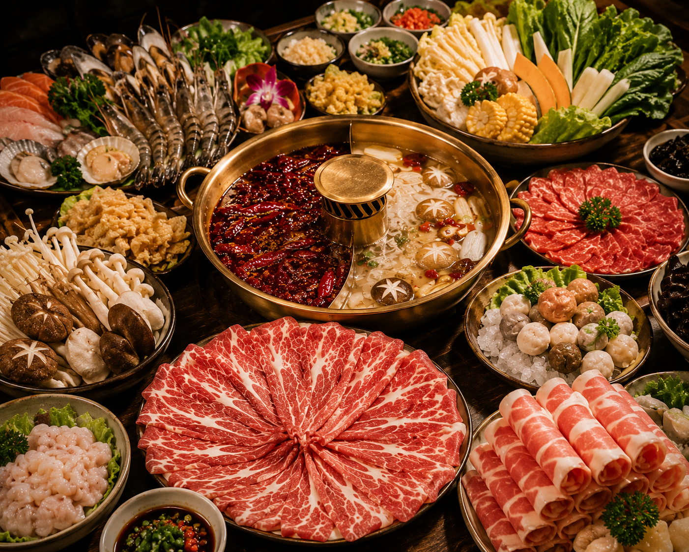 Premium ingredient hotpot feast